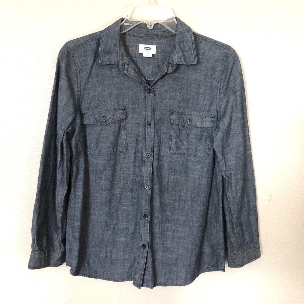 Old Navy Denim Long Sleeve Button Up Top